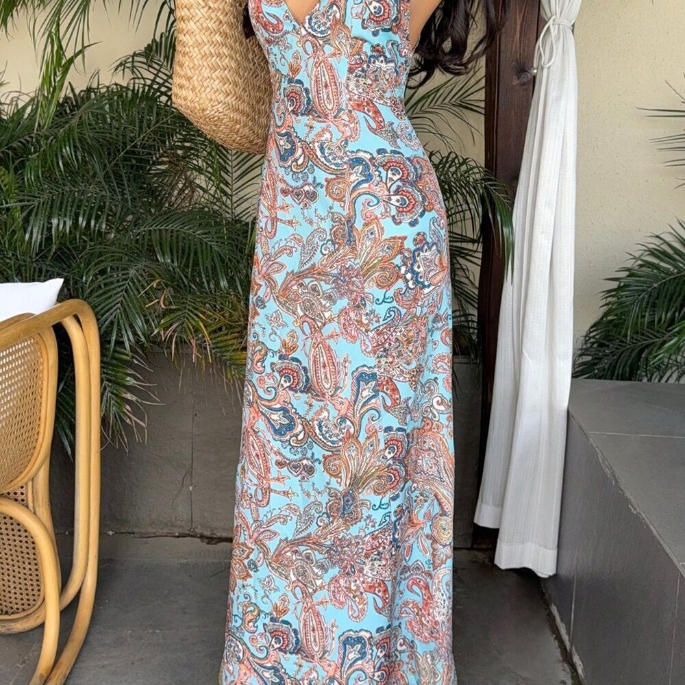 Boho Multicolor Women's Paisley Maxi Dress - Picture 4 of 6